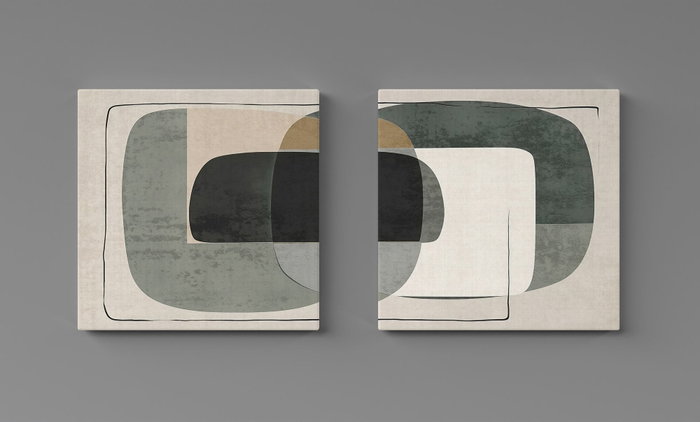 Wallity Conjunto de 2 Pinturas Decorativas en Lienzo Multicolor 50 x 50 cm